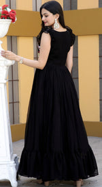 Elegant Black Color Georgette  Fabric Gown