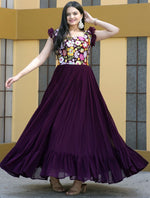 Elegant Wine Color Georgette  Fabric Gown