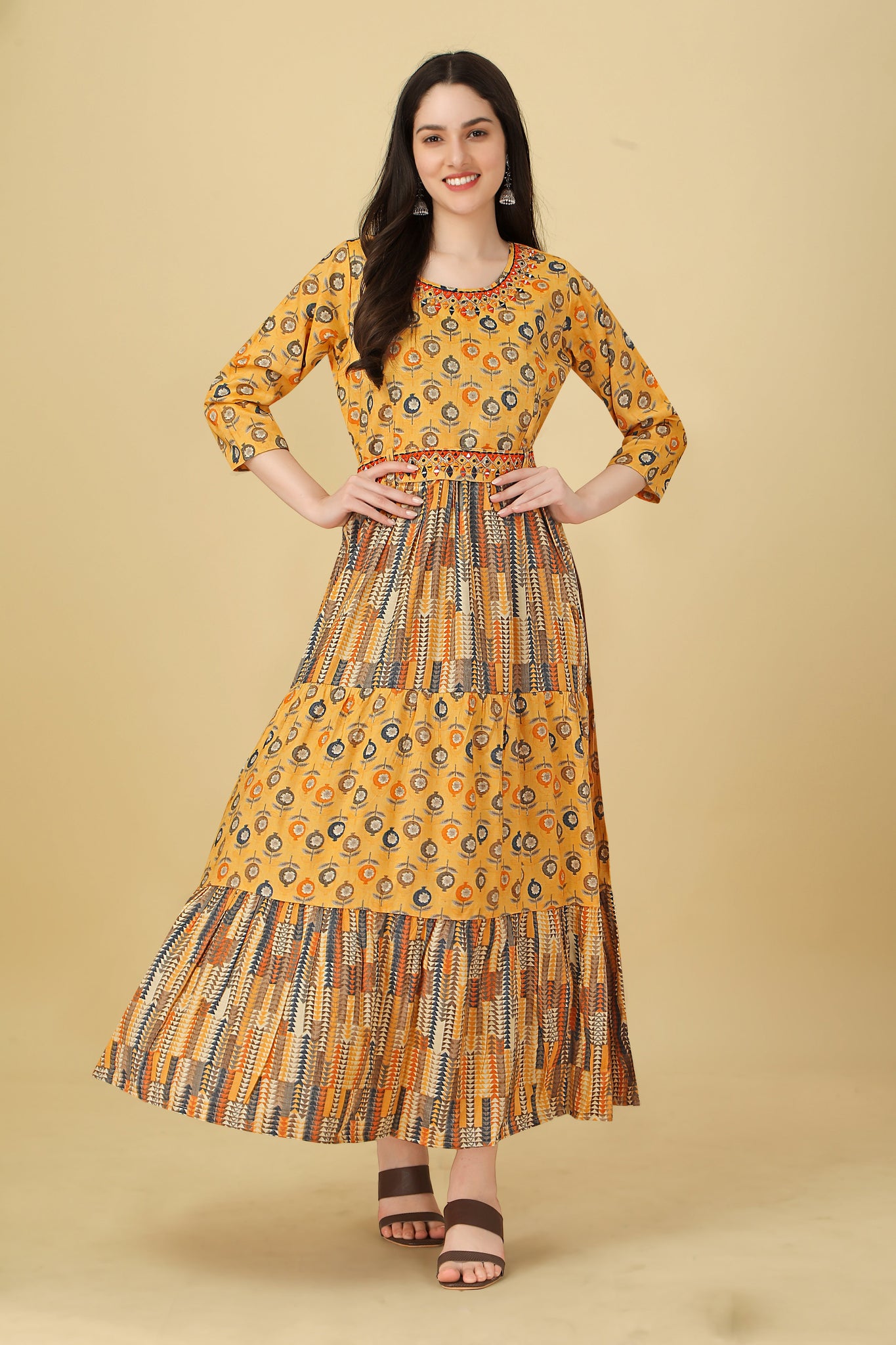 Yellow Cotton Straight Kurti With Pant