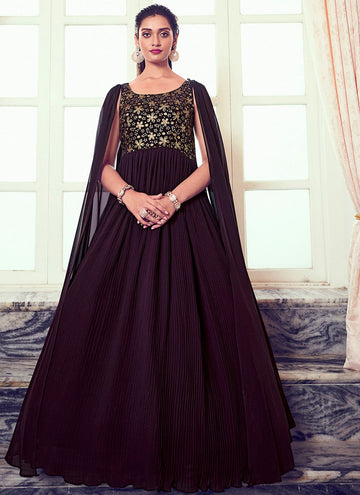 Appealing Voilet Color Georgette Fabric Gown
