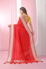 Classy Red Color Georgette Fabric Casual Saree