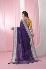 Classy Voilet Color Georgette Fabric Casual Saree