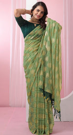 Pleasing Green Color Georgette Fabric Casual Saree