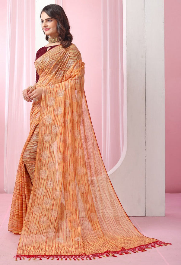 Pleasing Orange Color Georgette Fabric Casual Saree