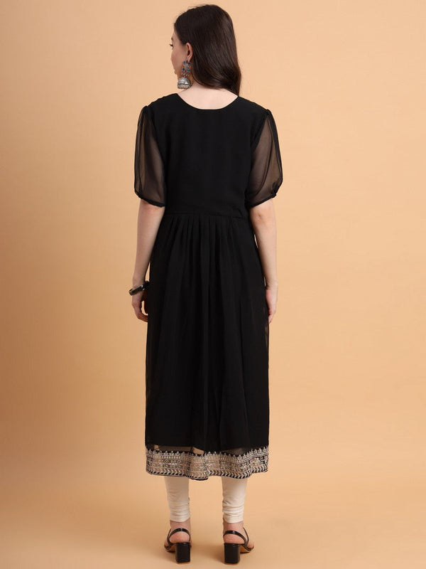 Wonderful Black Color Georgette Fabric Casual Kurti