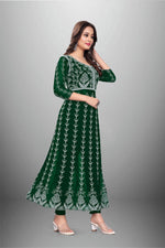 Glowing Green Color Georgette Fabric Designer Kurti