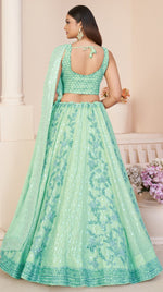 Pretty Green Color Georgette Fabric Party Wear Lehenga