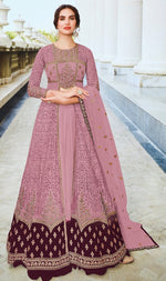 Splendid Pink Color Net Fabric Partywear Suit
