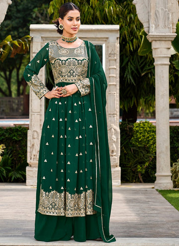 Amazing Green Color Georgette Fabric Partywear Suit