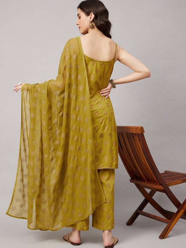 Dazzling Green Color Viscose Fabric Casual Suit