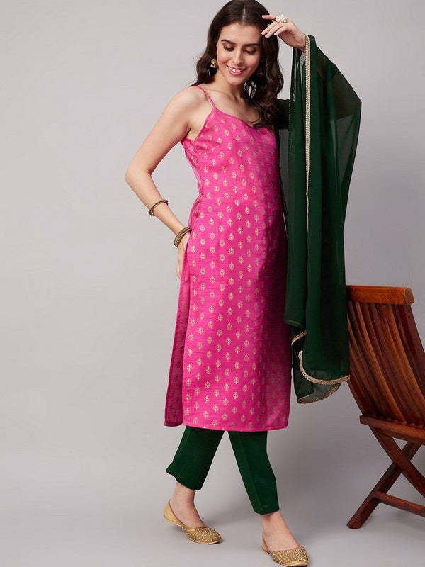 Dazzling Green Color Polyester Fabric Casual Suit