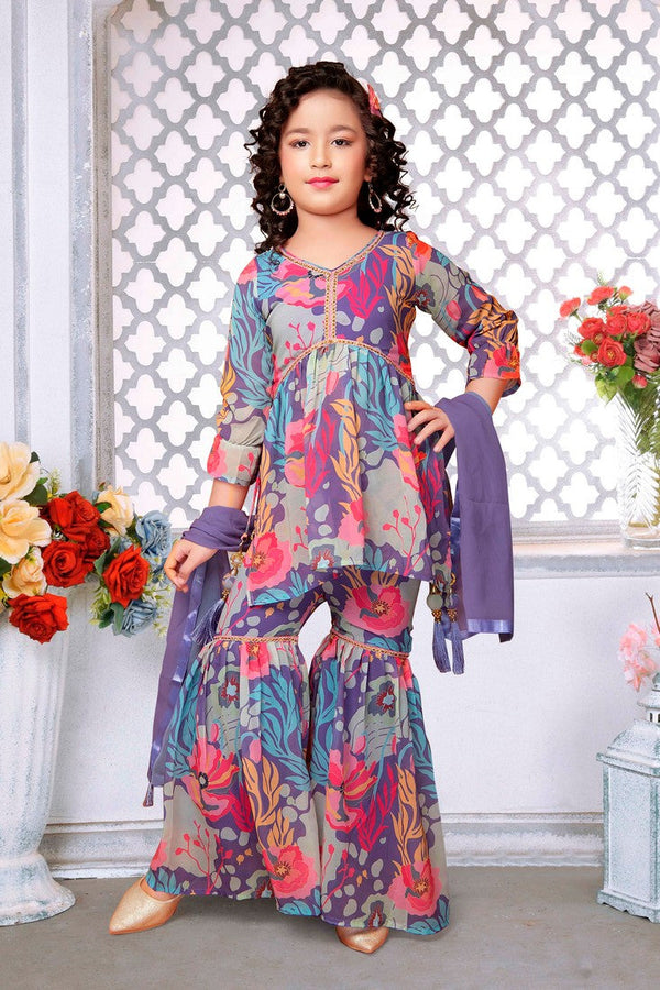 Glowing Blue Color Georgette Fabric Girl