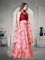 Captivating Pink Color Organza Fabric Designer Lehenga