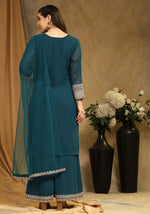 Attractive Teal Color Georgette Fabric Plazzo Suit