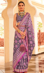 Striking Purple Color Silk Fabric Partywear Saree