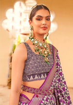 Striking Purple Color Silk Fabric Partywear Saree