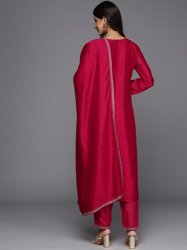 Tempting Red Color Vichitra Fabric Designer Suit