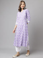 Splendid Purple Color Cotton Fabric Casual Kurti With Bottom