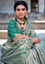 Striking Green Color Banarasi Fabric Partywear Saree