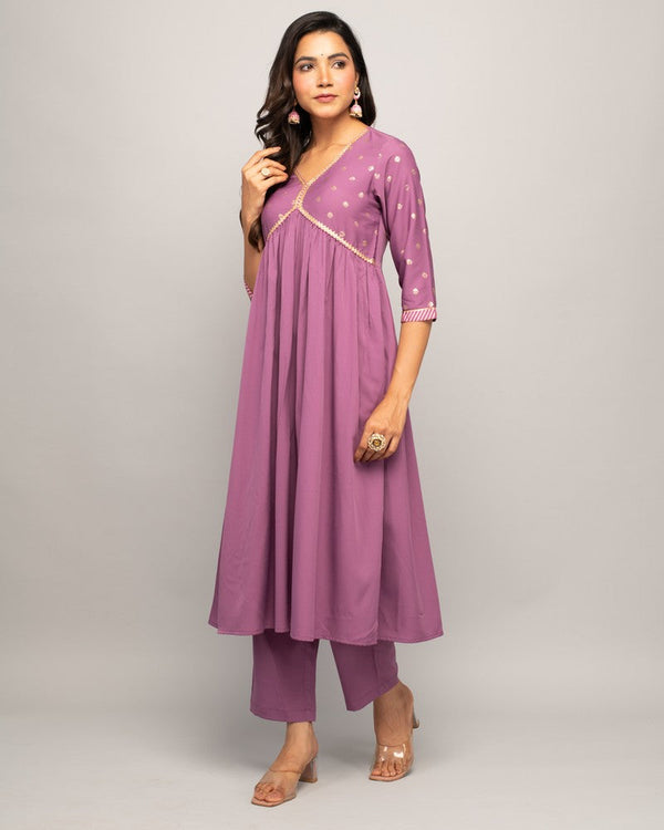 Classy Purple Color Crepe Fabric Readymade Designer Suit