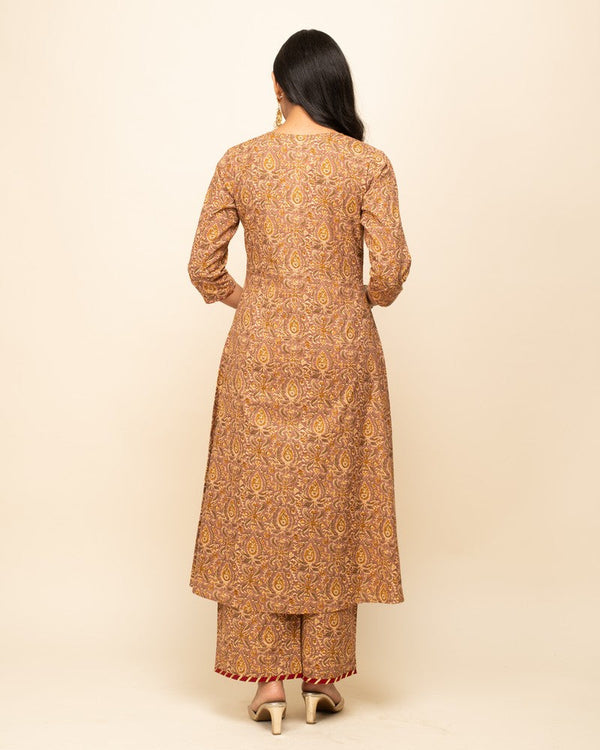 Classy Brown Color Cotton Fabric Readymade Designer Suit