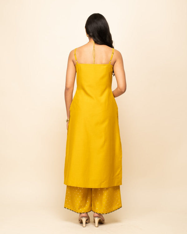 Classy Yellow Color Silk  Fabric Readymade Designer Suit