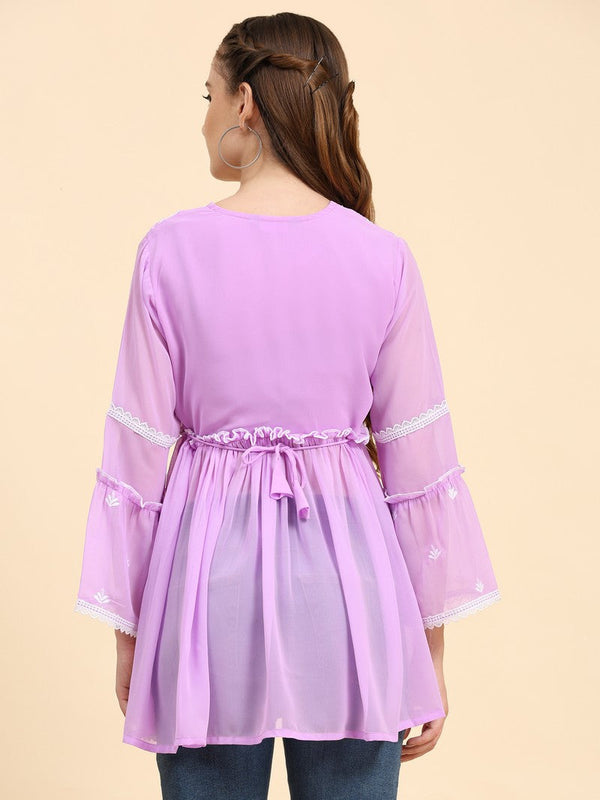 Amazing Purple Color Georgette Fabric Casual Kurti