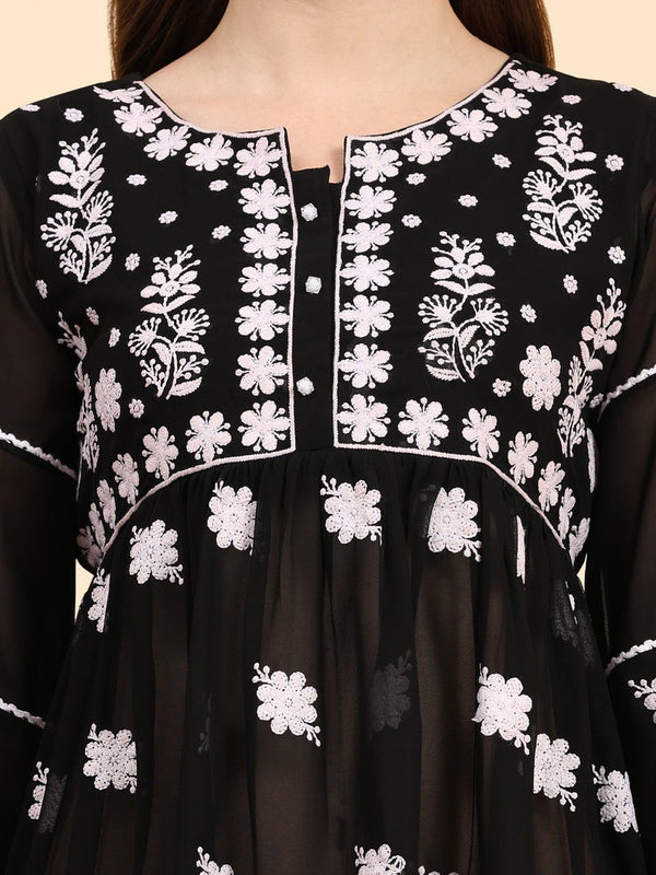 Amazing Black Color Georgette Fabric Casual Kurti
