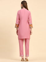 Amazing Pink Color Silk Fabric Casual Kurti With Bottom