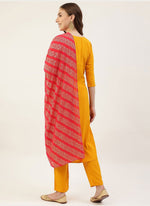 Tempting Yellow Color Crepe Fabric Designer Suit