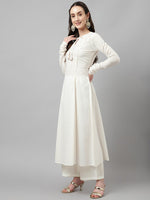 Pretty White Color Cotton Fabric Designer Suit