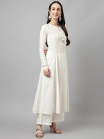 Pretty White Color Cotton Fabric Designer Suit