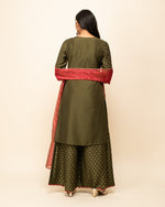 Pretty Green Color Silk  Fabric Designer Suit