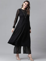 Lovely Black Color Crepe Fabric Casual Kurti With Bottom