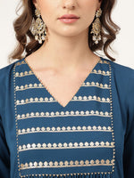 Lovely Teal Color Crepe Fabric Casual Kurti With Bottom