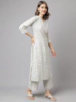 Lovely White Color Cotton Fabric Casual Kurti With Bottom