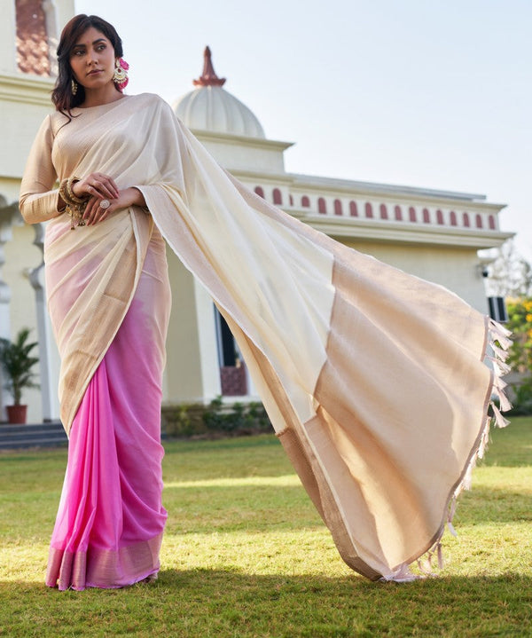 Lovely Pink Color Georgette Fabric Partywear Saree