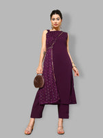 Grand  Voilet Color Georgette Fabric Designer Kurti With Bottom