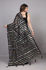 Dazzling Black Color Georgette Fabric Partywear Saree