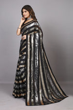 Dazzling Black Color Georgette Fabric Partywear Saree