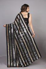 Dazzling Black Color Georgette Fabric Partywear Saree