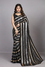 Dazzling Black Color Georgette Fabric Partywear Saree