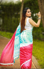 Stunning Multi Color Linen Fabric Casual Saree