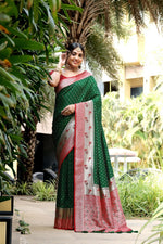 Amazing Green Color Banarasi Fabric Partywear Saree