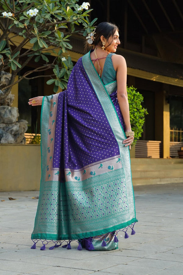 Amazing Blue Color Banarasi Fabric Partywear Saree