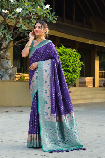 Amazing Blue Color Banarasi Fabric Partywear Saree