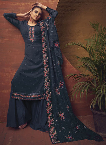 Attractive Teal Color Georgette Fabric Sharara Suit
