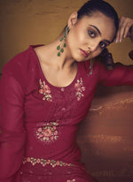 Attractive Magenta Color Georgette Fabric Sharara Suit