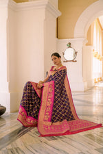 Lovely Purple Color Banarasi Fabric Partywear Saree