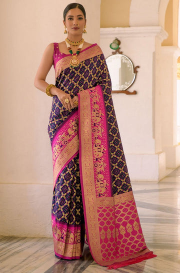 Lovely Purple Color Banarasi Fabric Partywear Saree